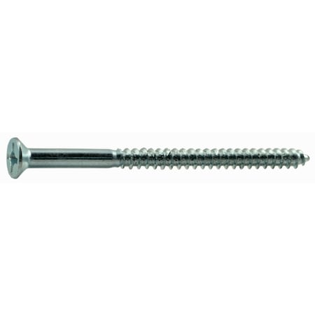 Wood Screw, #10, 3 In, Zinc Plated Steel Flat Head Phillips Drive, 100 PK